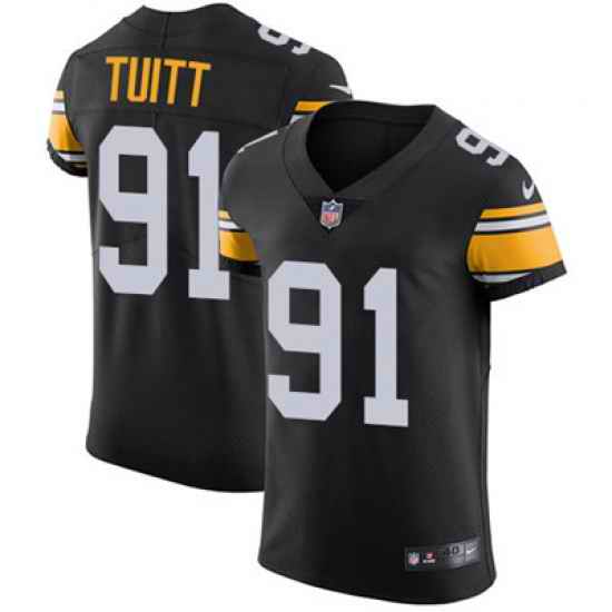 Nike Steelers #91 Stephon Tuitt Black Alternate Mens Stitched NFL Vapor Untouchable Elite Jersey